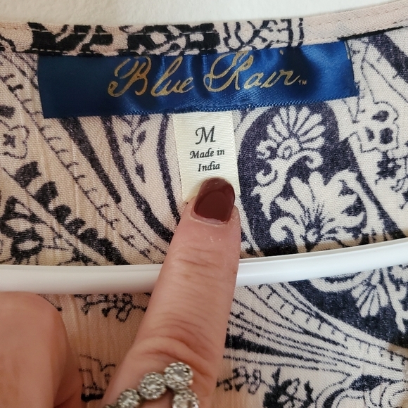 Blue Rain BoHo Paisley Print Flowy Top size medium - Picture 5 of 12